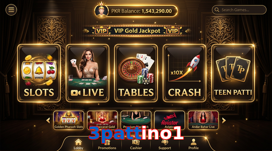 Main screen of 3Pattino1 casino page for PK players